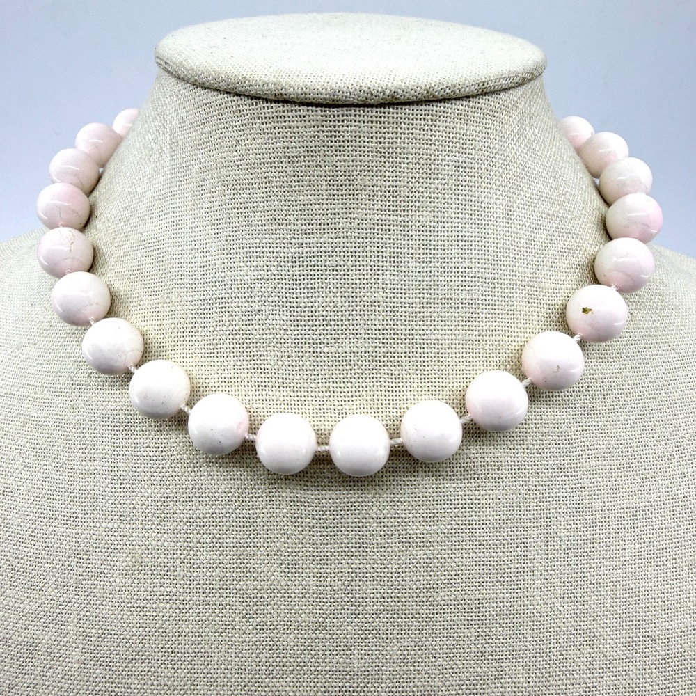 Pale Pink Chunky Beaded Statement Necklace - Boho Style